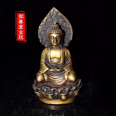現貨古董收藏古玩雜項仿古銅器純銅釋迦摩尼如來佛祖小擺件銅器神像工藝品佛像