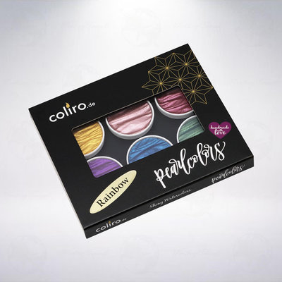 德國 Coliro Watercolor Palette 馬口鐵盒裝珠光水彩粉餅組: 彩虹/Rainbow