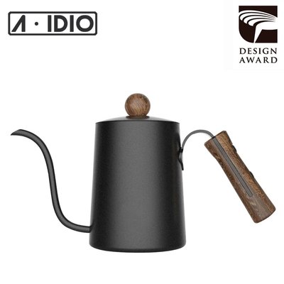 【現貨免運附發票】 A-IDIO 黑金木手沖壺600ml(贈溫度計) 304不鏽鋼 細口壺 咖啡壺