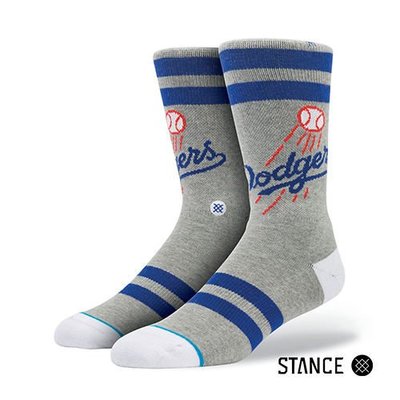 (I LOVE 樂多) STANCE MLB洛杉磯道奇 灰色款 中筒襪 長襪