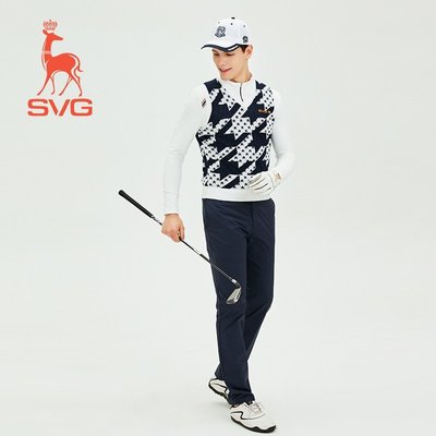 熱銷 SVG秋冬高爾夫男裝背心馬甲golf服裝男修身彈力針織衫保暖無袖V領 可開發票