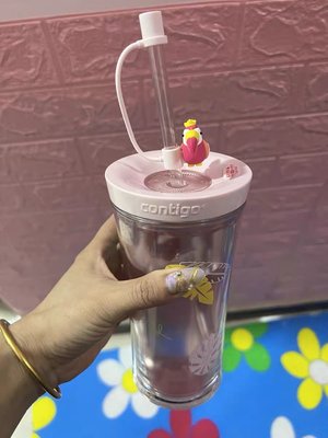 星巴克杯子2021繽紛叢林可愛企鵝大嘴鳥Contigo雙層塑料吸管水杯