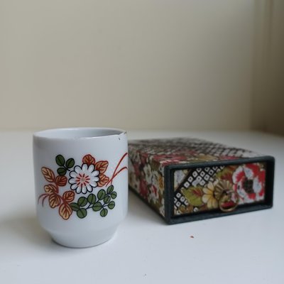 【MarsC】台灣早期老印花圖案陶瓷小茶杯（底部烙印“國際”）25032865