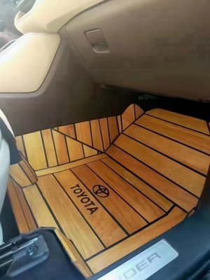 特賣-適用豐田普拉多漢蘭達5D實木汽車柚木游艇地板墊全包圍后備箱腳墊
