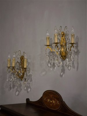 ⚜️卡卡頌 皇家. 歐洲古董 ⚜️法國 Antique 大片 閃耀水晶 銅支架 水晶壁燈(有一對) 古董燈 DSD ✬