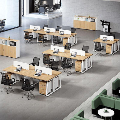 熱賣 辦公室工作台雙人位員工桌簡約現代四人位電腦桌屏風辦公桌椅組合