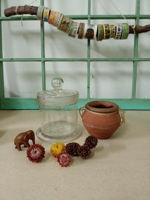 惠惠--早期老玻璃中藥罐手工製作懷舊風格擺飾（204）