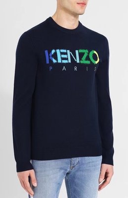 ╭☆包媽子店☆Kenzo 男款秋冬毛衣料針織衫上衣((斷碼特價))深藍色