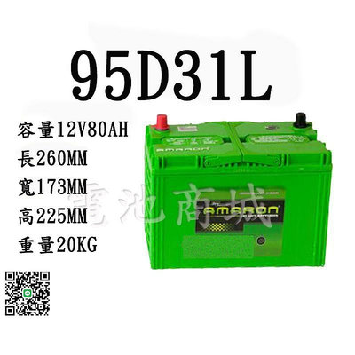 《電池商城》全新 愛馬龍 AMARON 銀合金汽車電池 95D31L(105D31L 125D31L可用)
