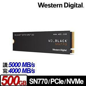 @電子街3C特賣會@全新WD WDS500G3X0E 黑標 SN770 500GB NVMe M.2 PCIe SSD / 5年保