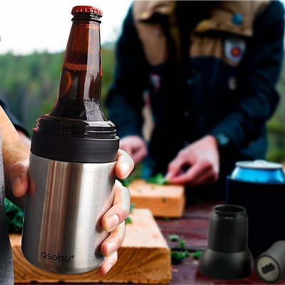 美國Asoub 啤酒冷卻器 冰酒器 真空雙層不銹鋼便攜冷凍杯帶開瓶器