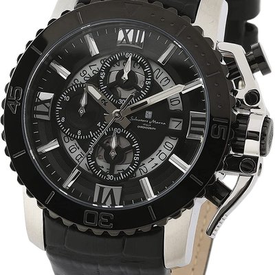 正版Salvatore Marra SM21104-SSBK/BK 男錶手錶皮革錶帶日本代購