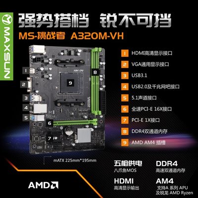 AMD主板A320M/A520M/B350M/B450M/X470AM4支持銳龍處理器一二三代