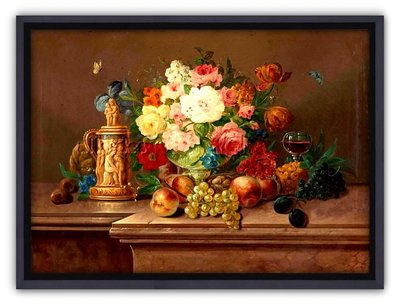 四方名畫: 浪漫古典花卉040 名家複製畫  含實木框/厚無框畫 花開富貴 可訂製尺寸