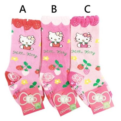 【傳說企業社】Hello Kitty兒童襪子 草莓 花 SANRIO 三麗鷗 寶寶 卡通襪 長襪 襪子防滑止滑墊幼兒止滑