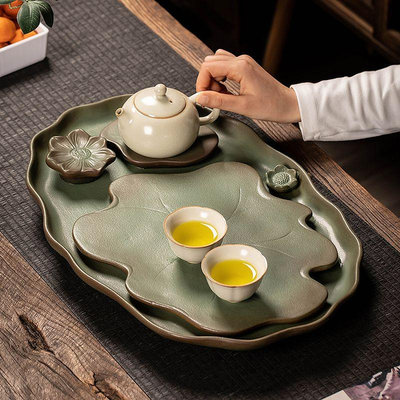 茶盤家用陶瓷大號客廳中式小型干泡茶臺功夫茶具蓄排水式托盤茶海