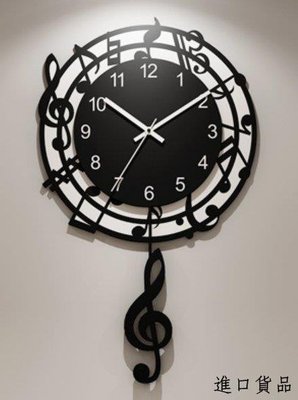 現貨音樂音符造型鐘擺時鐘 木質時尚音符掛鐘擺鐘 牆上靜音時鐘簡約時尚歐風搖擺掛鐘牆鐘餐廳居家時鐘牆面裝飾鐘可開發票