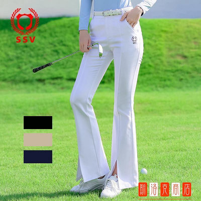 高爾夫球服裝女套裝喇叭褲長褲GOLF修身運動鞦鼕四色黑白卡其寶藍