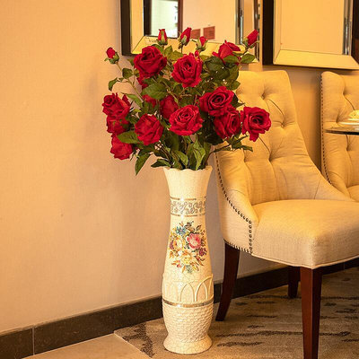 花瓶 大號家居客廳仿真玫瑰花擺件干花插花器套裝