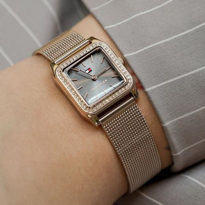 原廠保固兩年【高雄時光鐘錶】Tommy Hilfiger 1782610 簡約奢華 方形 女錶 米蘭錶帶