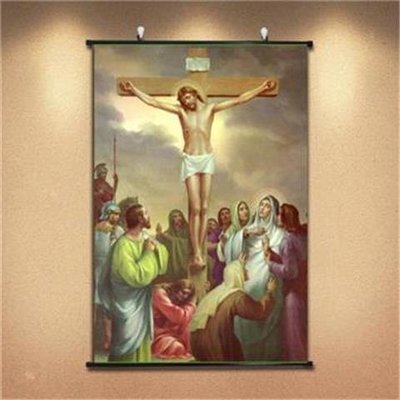 【十字架】耶穌基督教像十字架墻畫中堂畫耶穌牧羊海報大幅教堂客廳裝飾掛畫凌雲閣宗教飾品 促銷