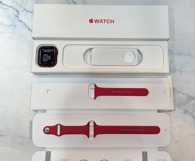 懇得機通訊 二手品 Apple Watch S7 45MM GPS版 鋁金屬錶殼 紅色 運動型錶帶 078
