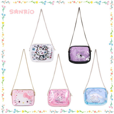 ♥小花花日本精品♥ Hellokitty 美樂蒂 酷洛米 大耳狗 透明斜肩包 方形肩背包 金屬鍊包 ~ 5