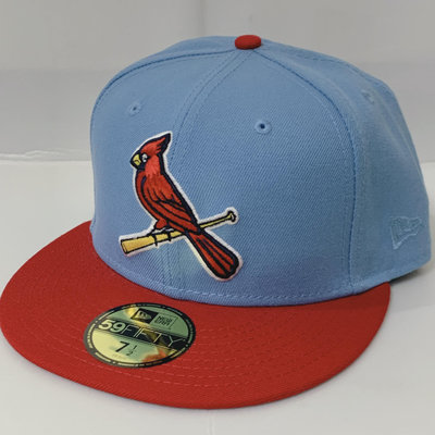 CA-美國職棒【聖路易紅雀】MLB LOGO隊徽 復古配色訂製帽-7 1/2 (水藍/紅 NEW ERA 非球員帽)