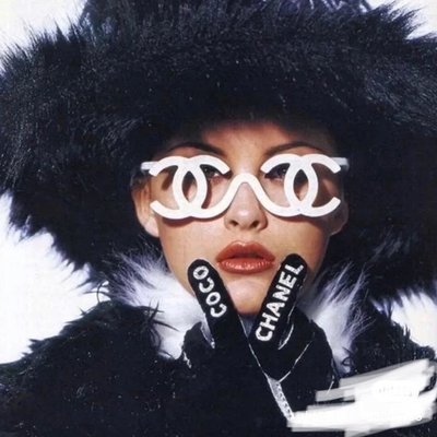 稀有94年Chanel vintage秀場款白色立體logo眼鏡
