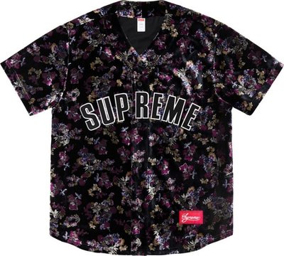 【日貨代購CITY】2019AW Supreme Floral Velour Baseball Jersey 棒球衫