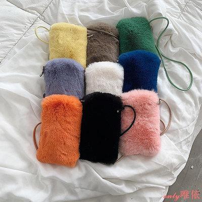 [QIYY]韓國毛絨小包包女生冬季新款輕便迷你肩背手機包袋女毛毛斜背包