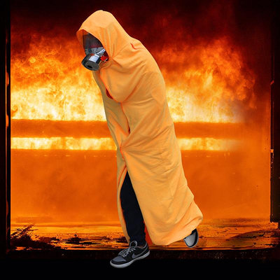 面具防火斗篷披風家用消防高層火災逃生裝備衣服自救呼吸器面具滅火毯面罩