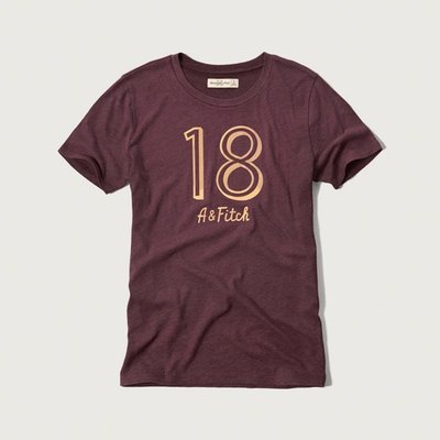 A&F 女生 短袖t恤 短t 酒紅色 正品 AF Abercrombie Fitch BUYSOME C1017