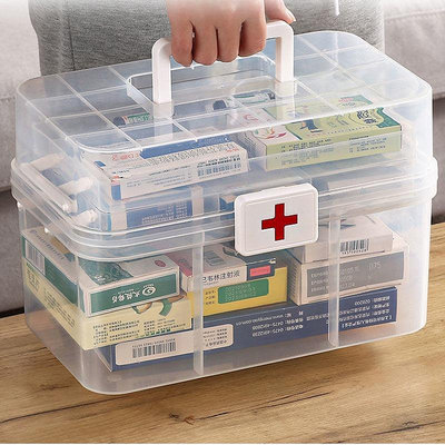 不含藥品！家用醫藥箱大容量醫療急救箱醫護多層藥品商收納箱應急收納盒家庭裝手提箱