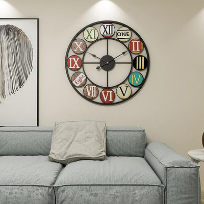 時鐘 亞馬遜熱賣鐵藝金屬靜音掛鐘 歐式復古客廳創意鐘錶書房時鐘