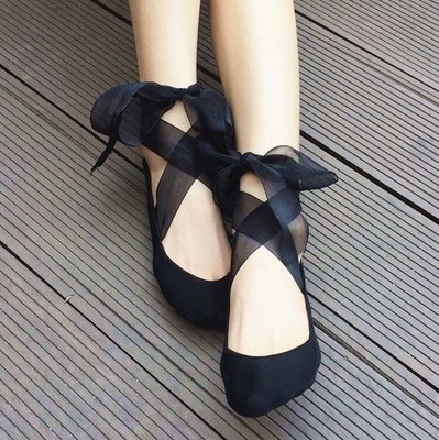 《BRITISH WAVE》棉質+韓紗 長綁帶超美隱形襪 普通的鞋子也可以變身芭蕾舞鞋