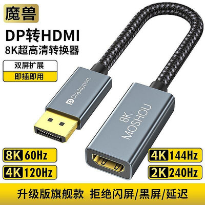 魔獸DP 1.4轉HDMI 2.1版轉接頭器電腦顯示卡接電視4K 120Hz8K 60Hz