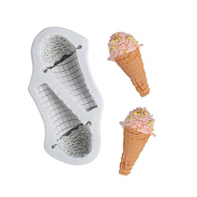 冰淇淋甜筒翻糖矽膠模具(模具顏色隨機)/液態3D矽膠模/DIY巧克力矽膠模/干佩斯造型模/烘焙裝飾模具