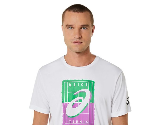 【曼森體育】ASICS 亞瑟士 短袖上衣 男款 網球 上衣 訓練上衣 紫綠款