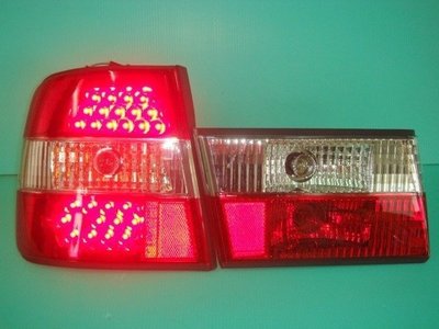 ☆小傑車燈家族☆全新外銷高品質BMW E34紅白.紅黑晶鑽LED尾燈四件組特價中