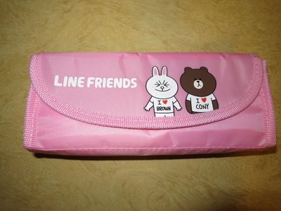 ///可愛娃娃///~正版可愛的LINE FRIENDS尼龍筆袋~熊大&amp;兔兔---約20.5公分