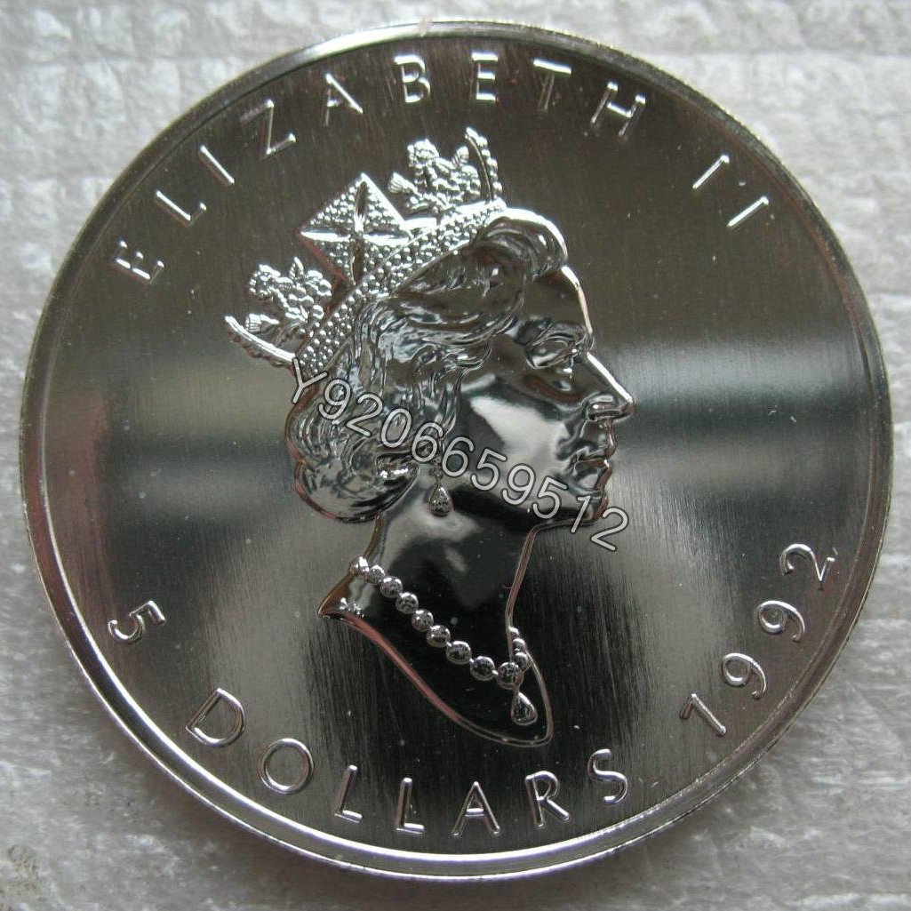 加拿大1992年5元普制紀念1盎司純銀投資銀幣楓葉系列第五枚紀念幣
