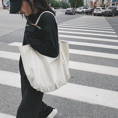 韓國帆布袋大容量 托特包 帆布包 環保袋 肩背包 文青 森系少女 簡約百搭 帆布包 環保袋 購物袋手拎包
