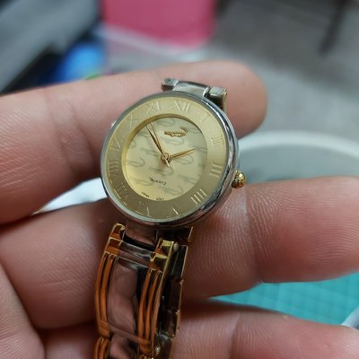 世界名錶 Crocodile 古典＆藍寶石鏡面＆鋼帶 秀氣 女錶 手鏈錶 錶徑25mm 手圍18cm 老品牌 高品質 H1