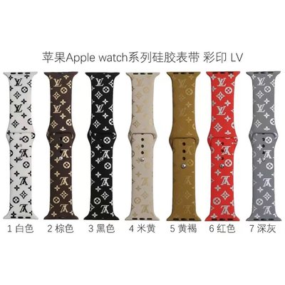 矽膠LV印花款蘋果手錶Apple Watch7 SE/6 5 4 3運動錶帶 適用於  38/40mm 42/44mm