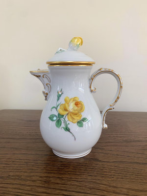德國梅森Meissen.黃玫瑰摩卡咖啡壺.容量400毫升.