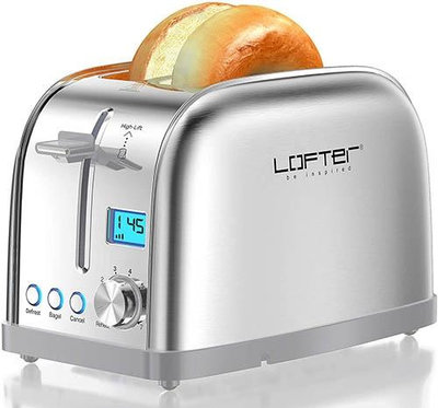 LOFTer【美國代購】不鏽鋼烤麵包機 百吉餅/除霜/再加熱/取消功能 900W