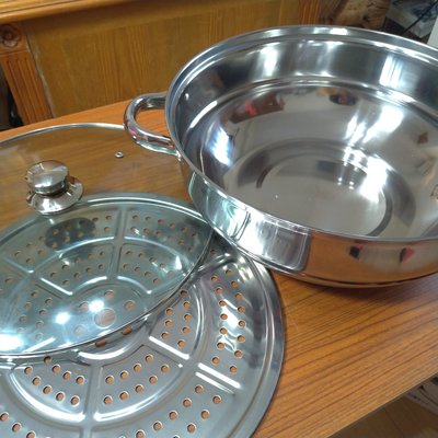 妙廚師 不鏽鋼  蒸火鍋 34公分 兩用  蒸鍋 火鍋