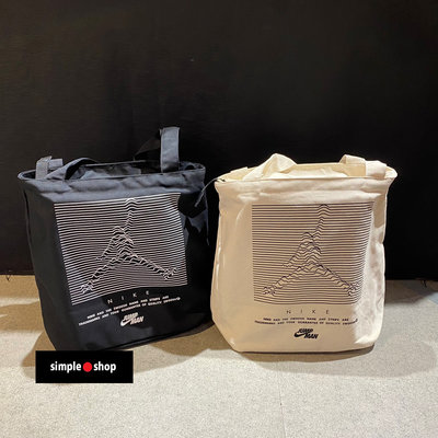 【Simple Shop】NIKE JORDAN 手提袋 側背包 單肩包 托特包 米白色 黑色 JD2213013GS