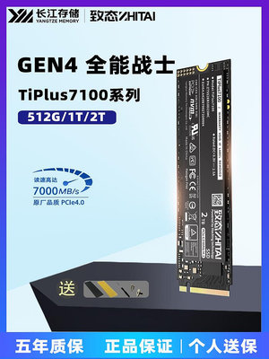 全新致態TIplus7100 1T固態硬盤長江存儲PCle4.0 NVME協議M.2 SSD